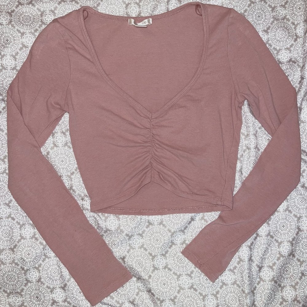 Mauve Cropped Long Sleeve Shirt Size Small